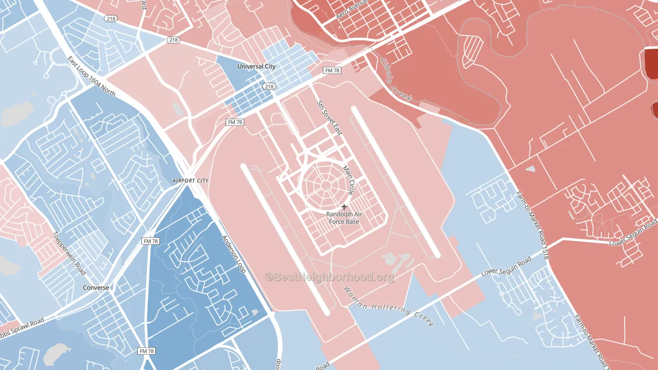 Randolph AFB, TX block-group political-lean map