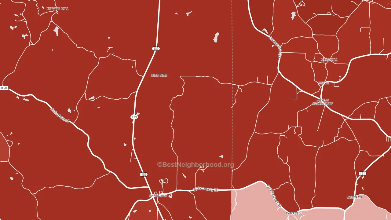 Randolph, AL block-group political-lean map