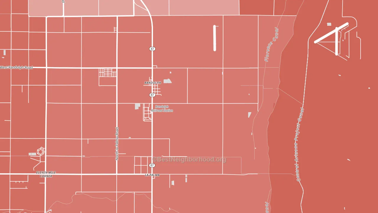 Randolph, AZ block-group political-lean map