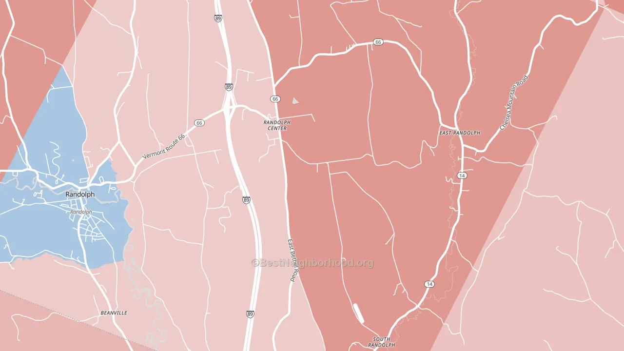 Randolph Center, VT block-group political-lean map