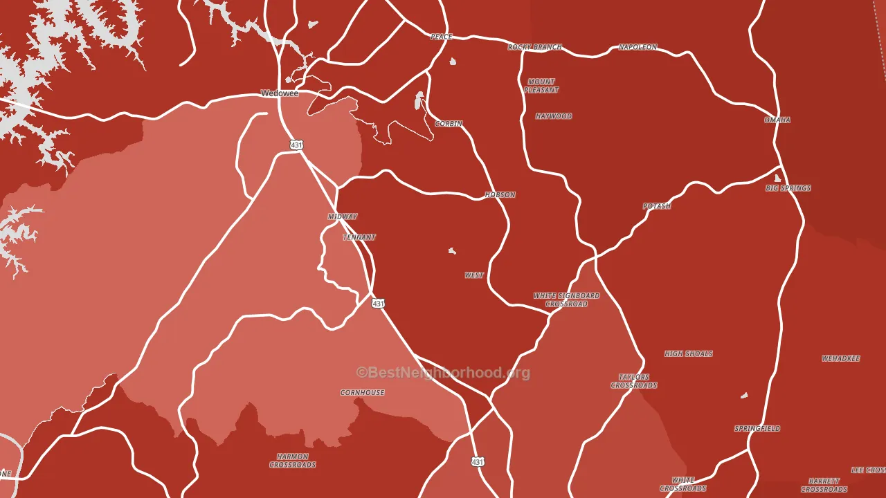 Randolph County, AL block-group political-lean map