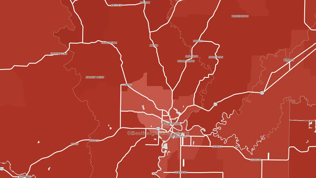 Randolph County, AR block-group political-lean map