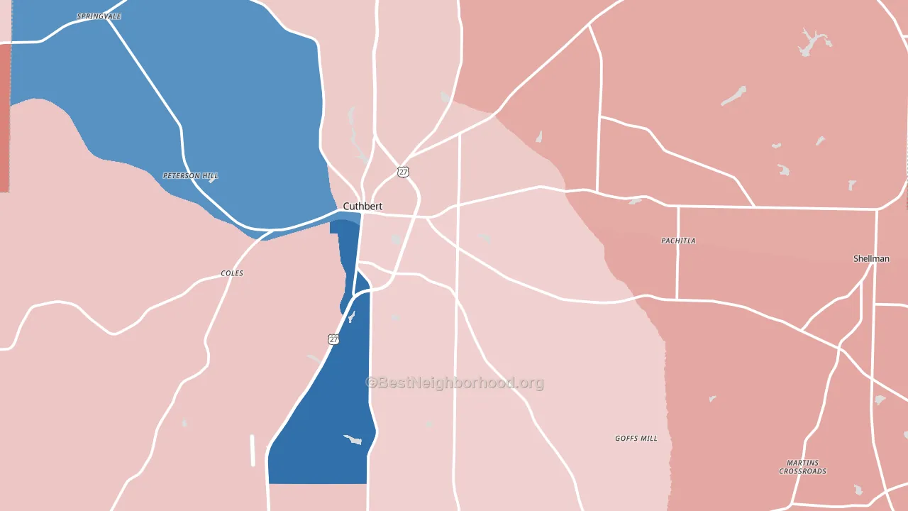 Randolph County, GA block-group political-lean map