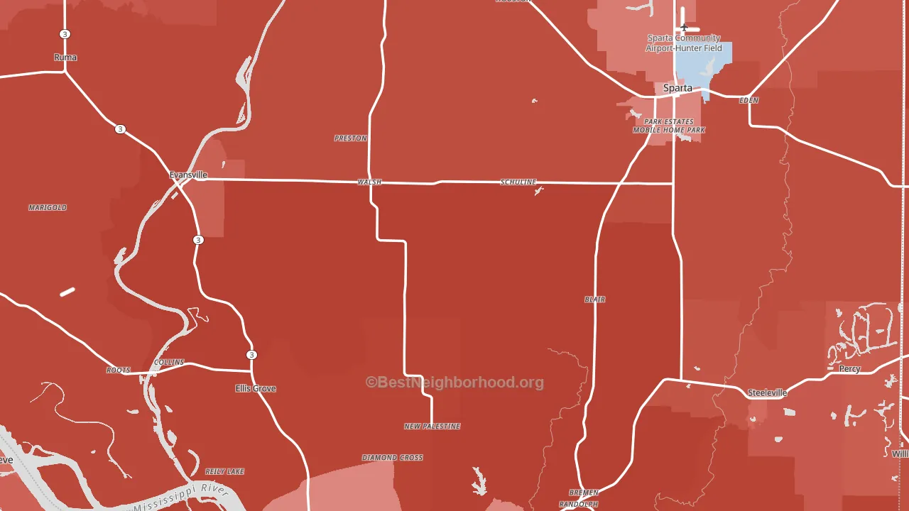 Randolph County, IL block-group political-lean map