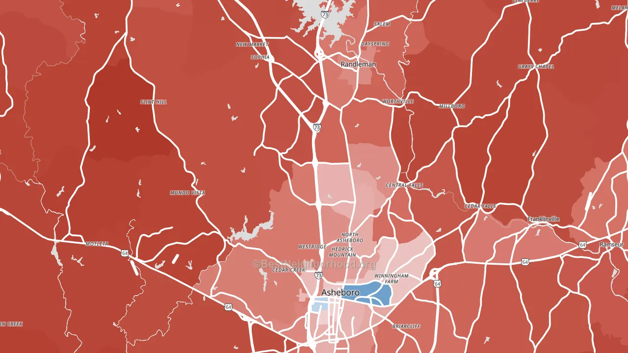 Randolph County, NC block-group political-lean map