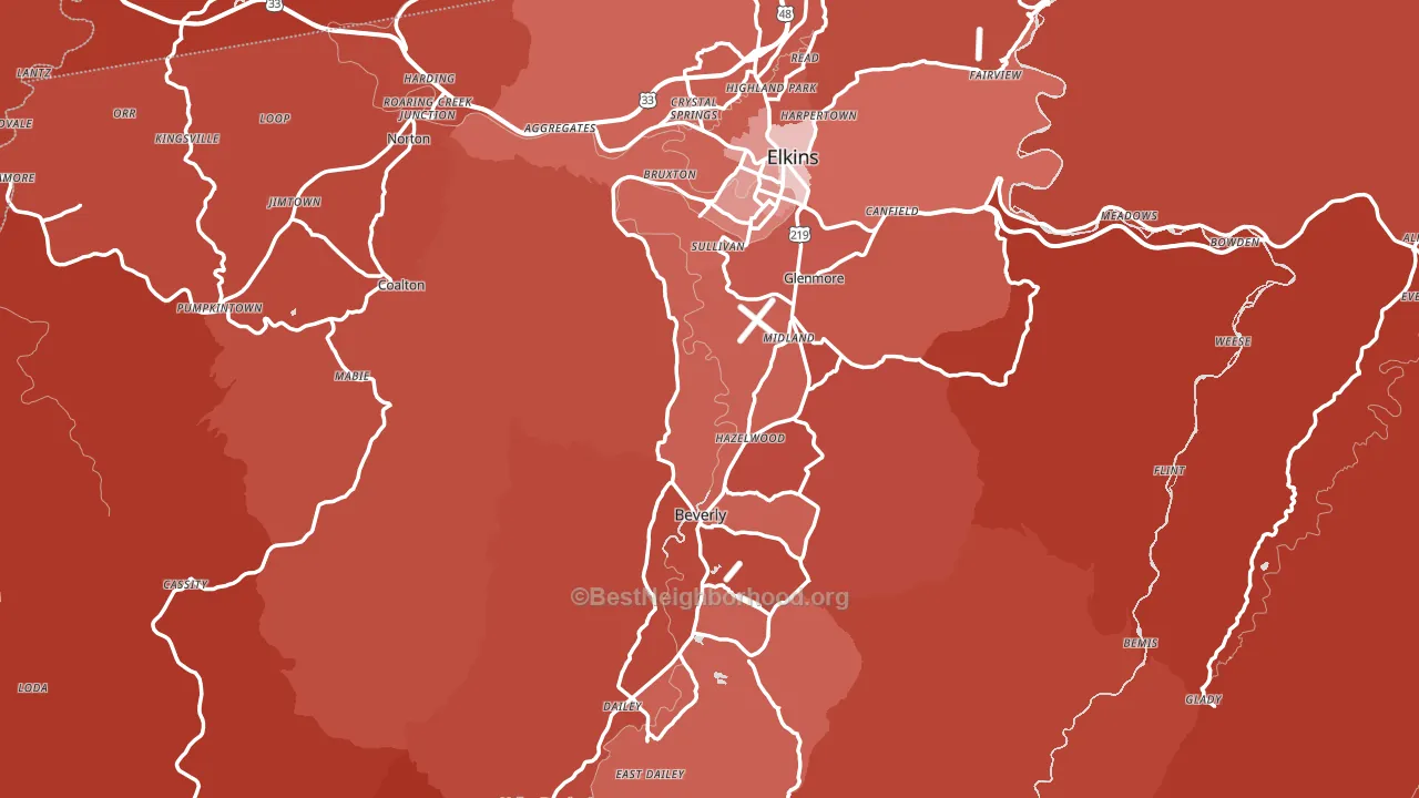 Randolph County, WV block-group political-lean map