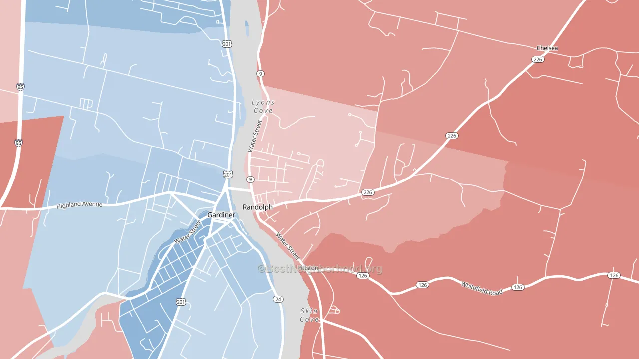 Randolph, ME block-group political-lean map