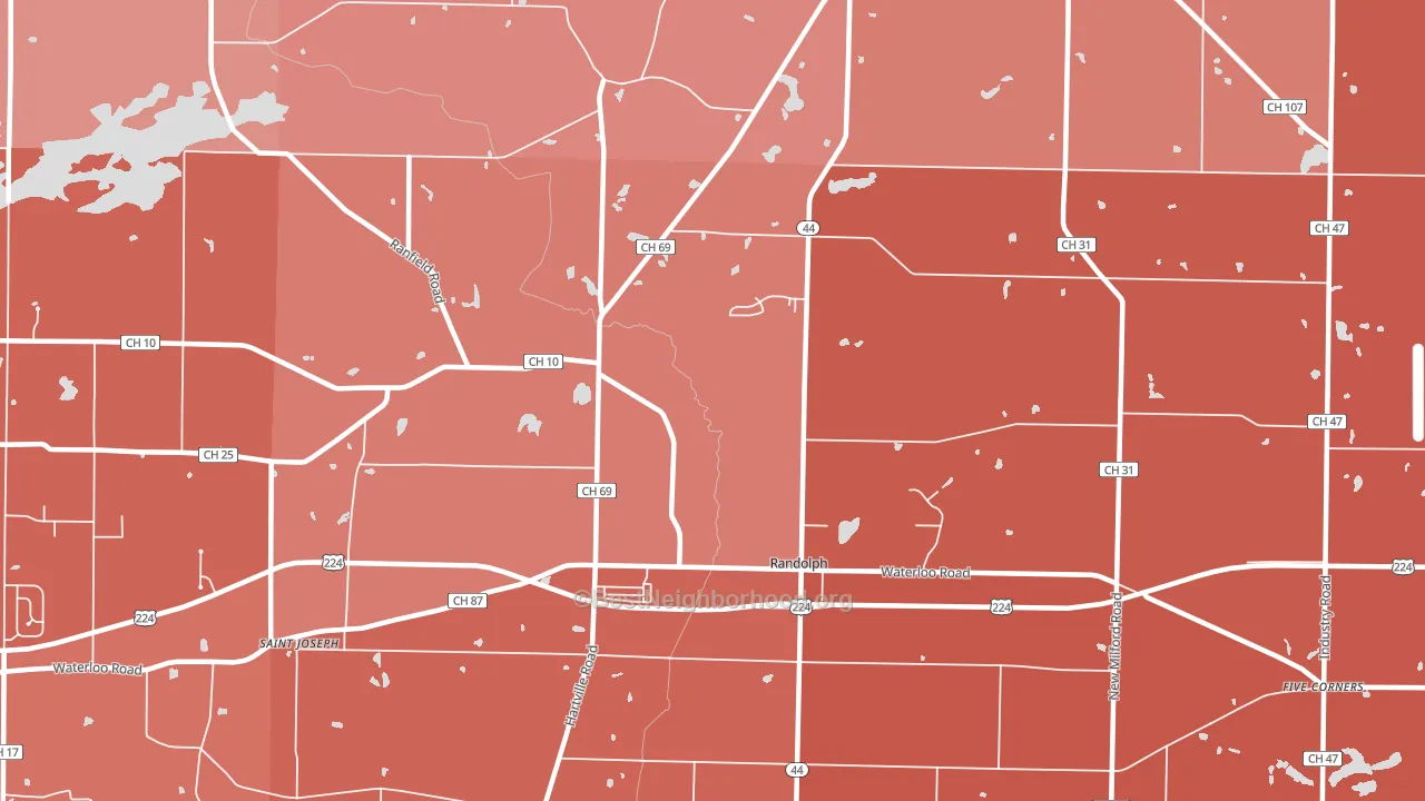 Randolph, OH block-group political-lean map