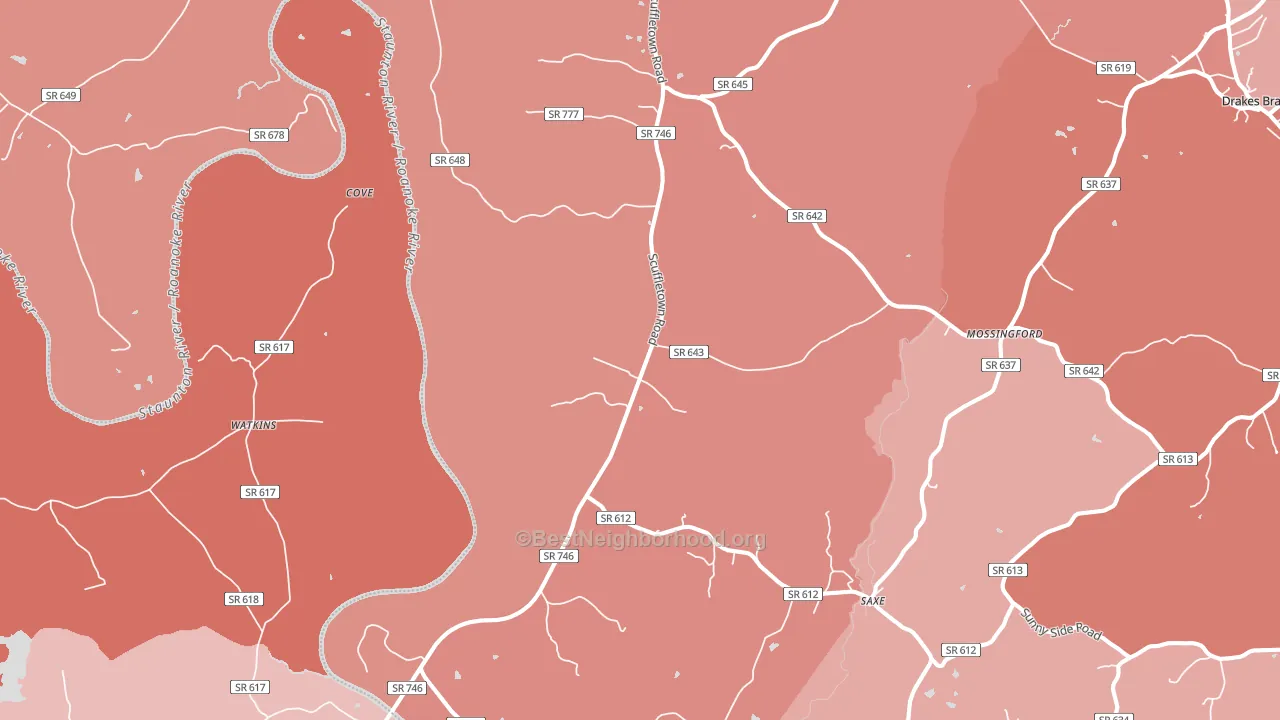 Randolph, VA block-group political-lean map