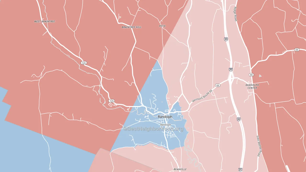 Randolph, VT block-group political-lean map