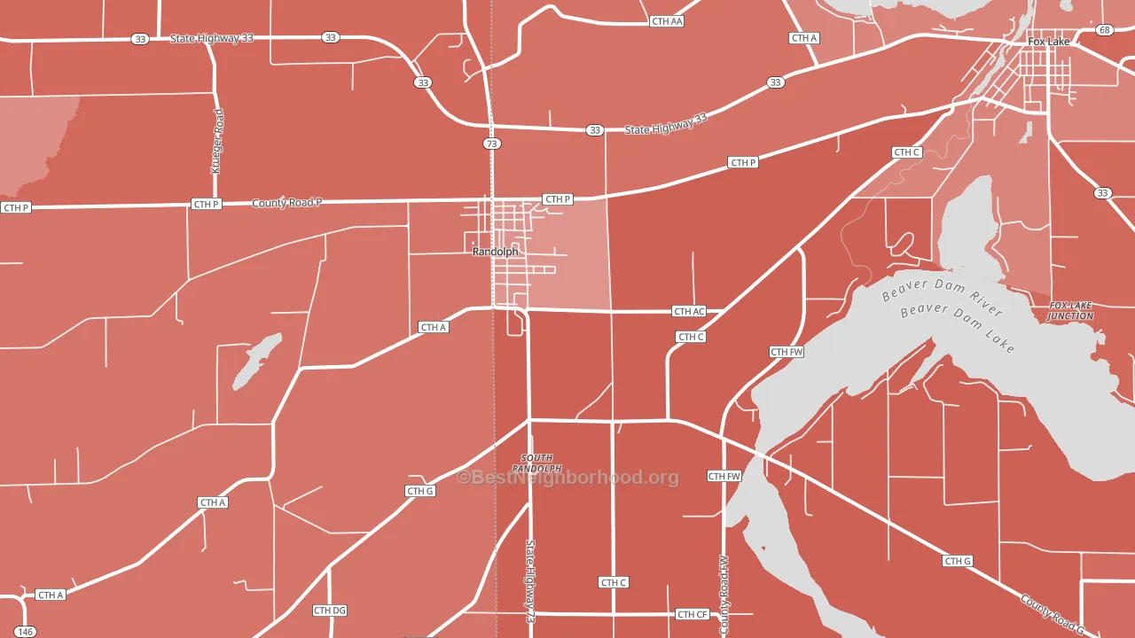 Randolph, WI block-group political-lean map