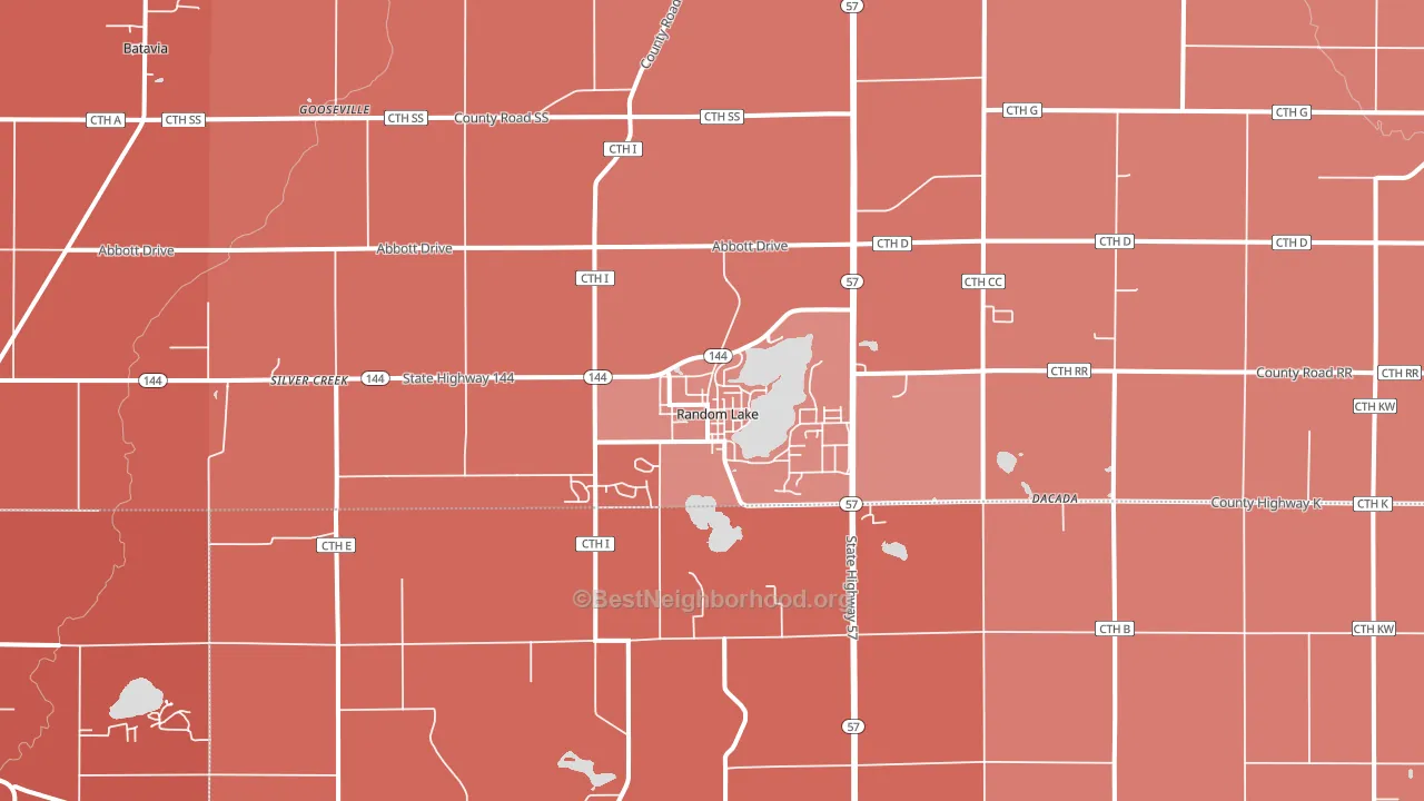 Random Lake, WI block-group political-lean map
