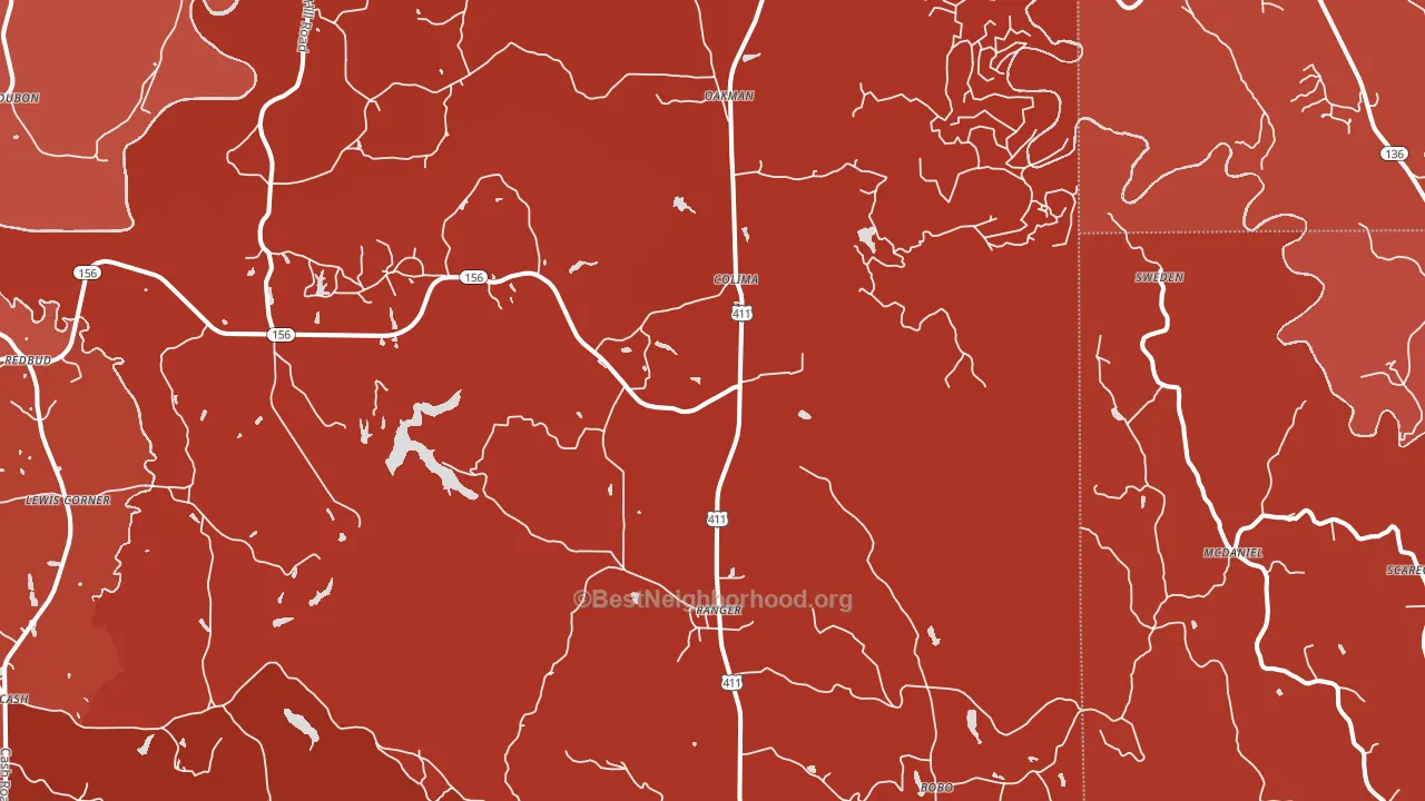 Ranger, GA block-group political-lean map