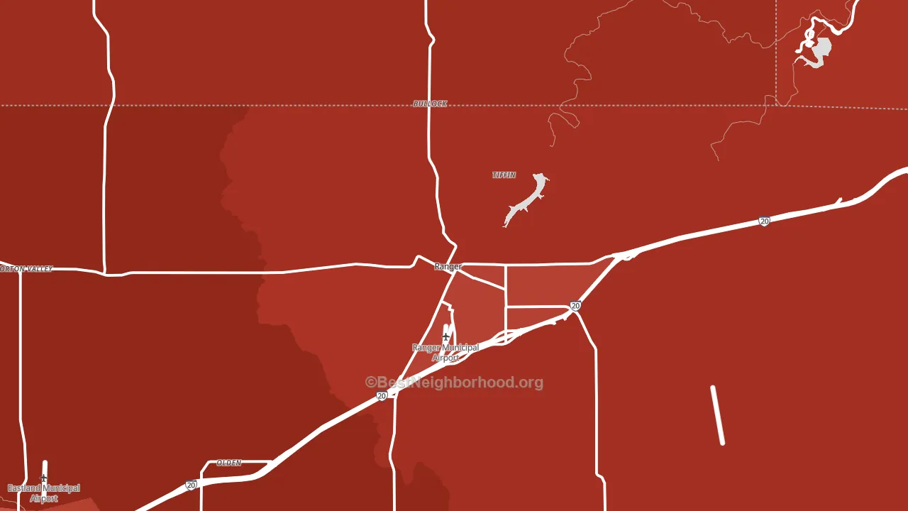 Ranger, TX block-group political-lean map