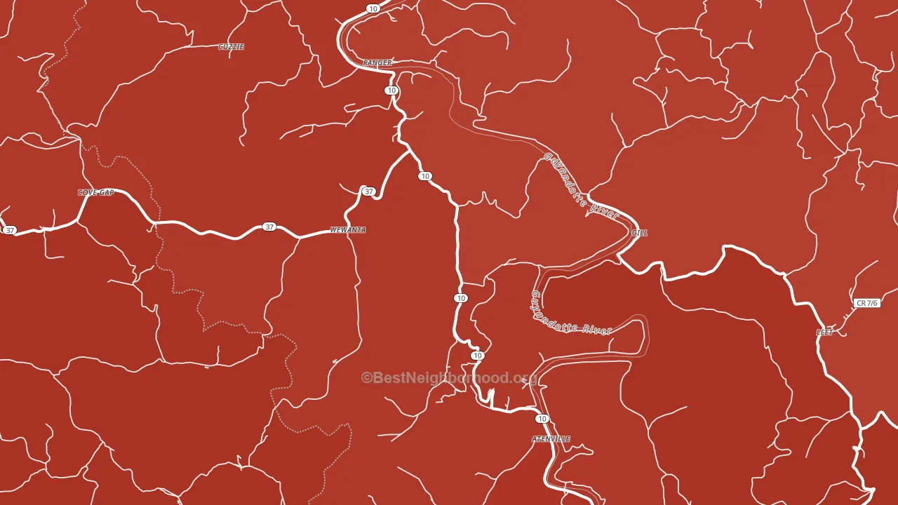 Ranger, WV block-group political-lean map