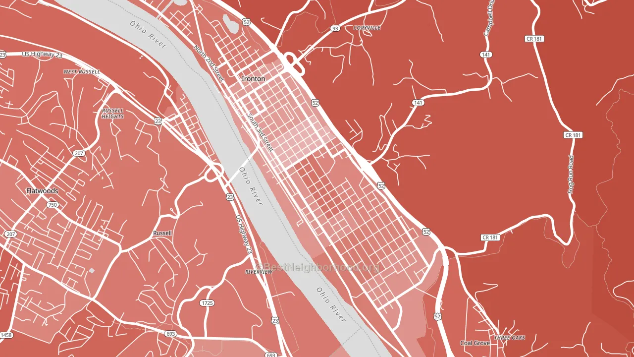 Rankin Historic District, Ironton, OH block-group political-lean map