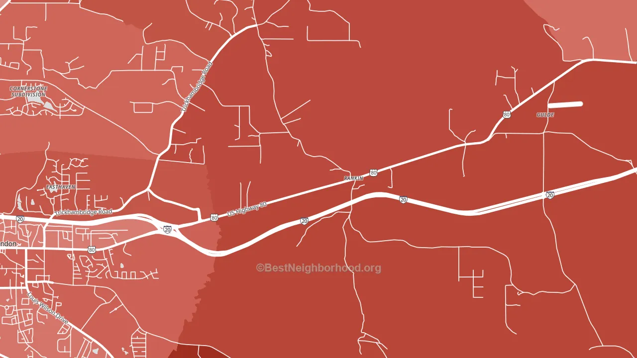 Rankin, MS block-group political-lean map