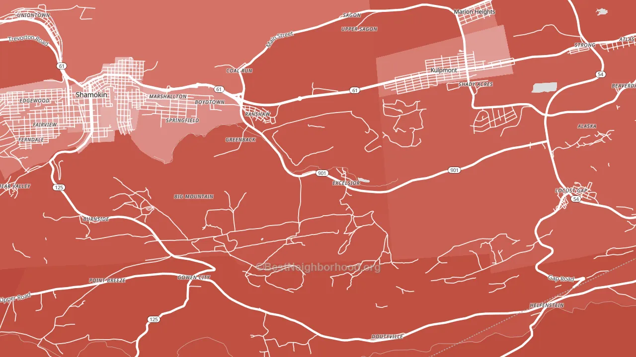 Ranshaw, PA block-group political-lean map