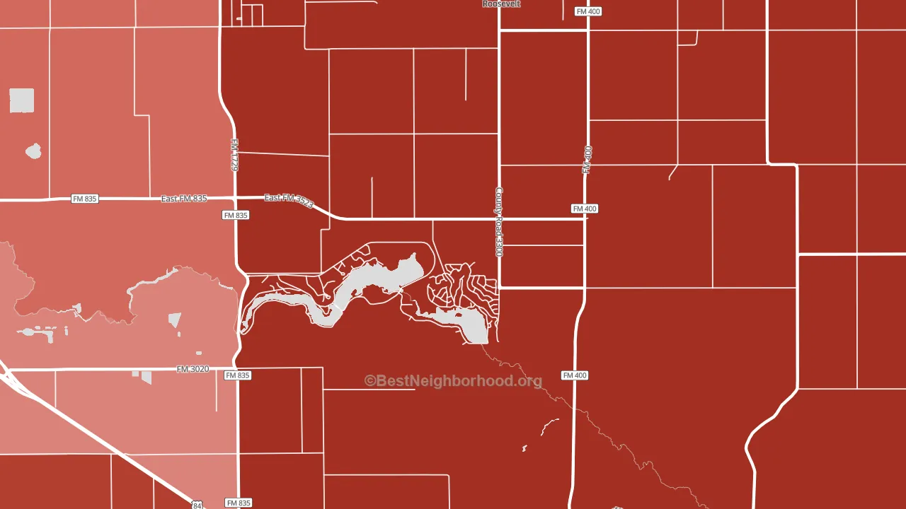 Ransom Canyon, TX block-group political-lean map