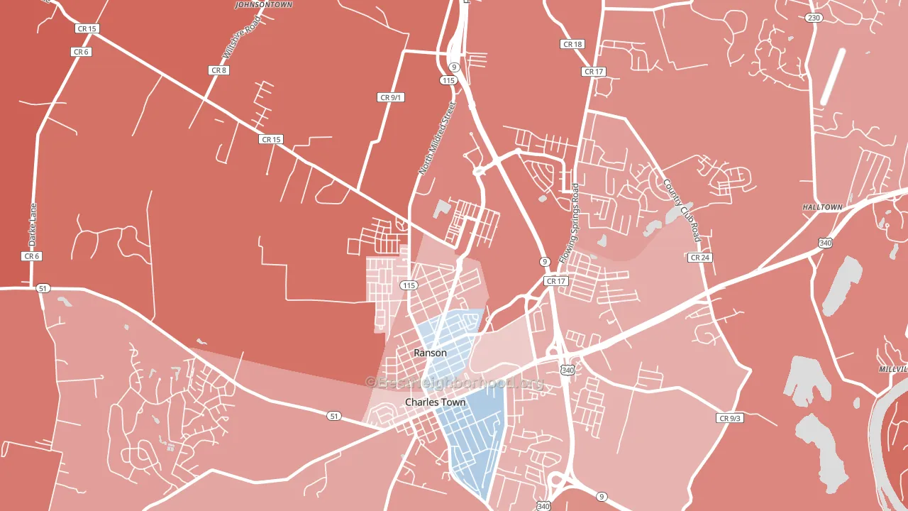 Ranson, WV block-group political-lean map