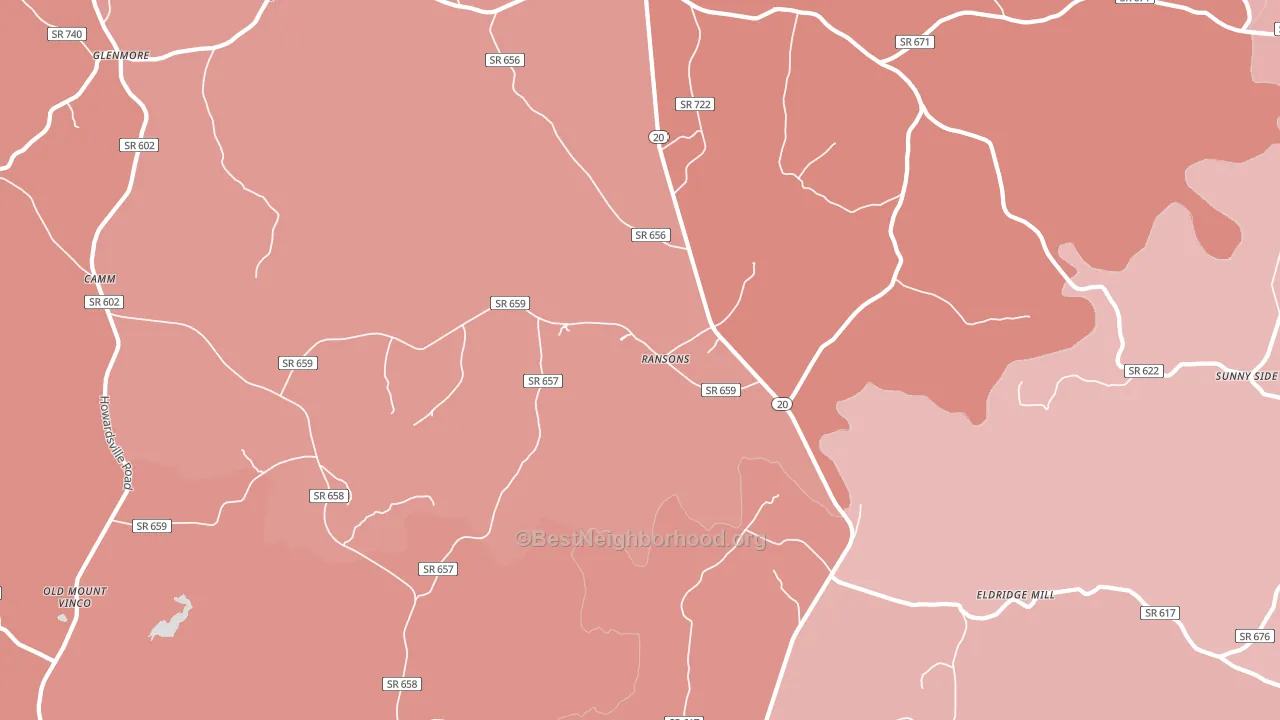 Ransons, VA block-group political-lean map