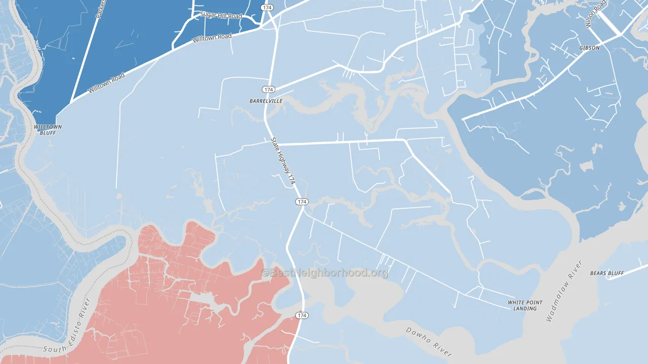 Rantowles, SC block-group political-lean map