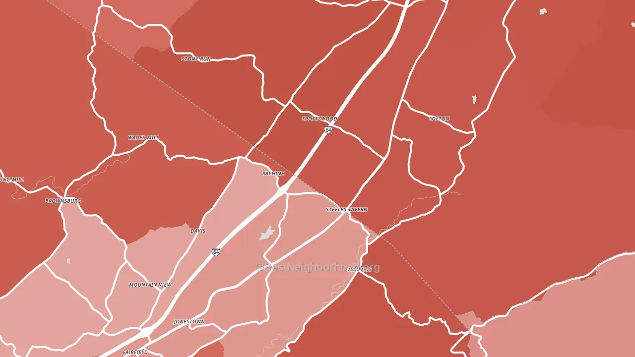 Raphine, VA block-group political-lean map