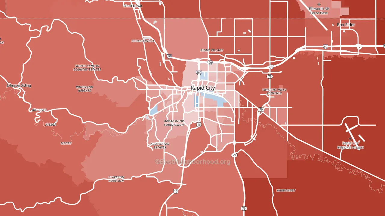 Rapid City, SD block-group political-lean map