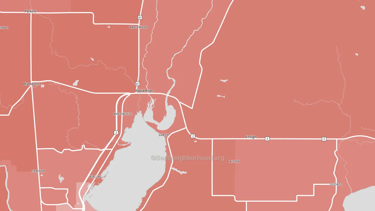 Rapid River, MI block-group political-lean map