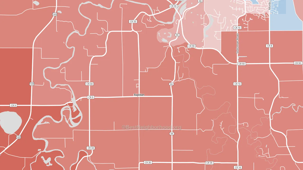 Rapidan, MN block-group political-lean map