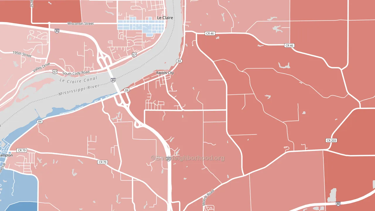 Rapids City, IL block-group political-lean map