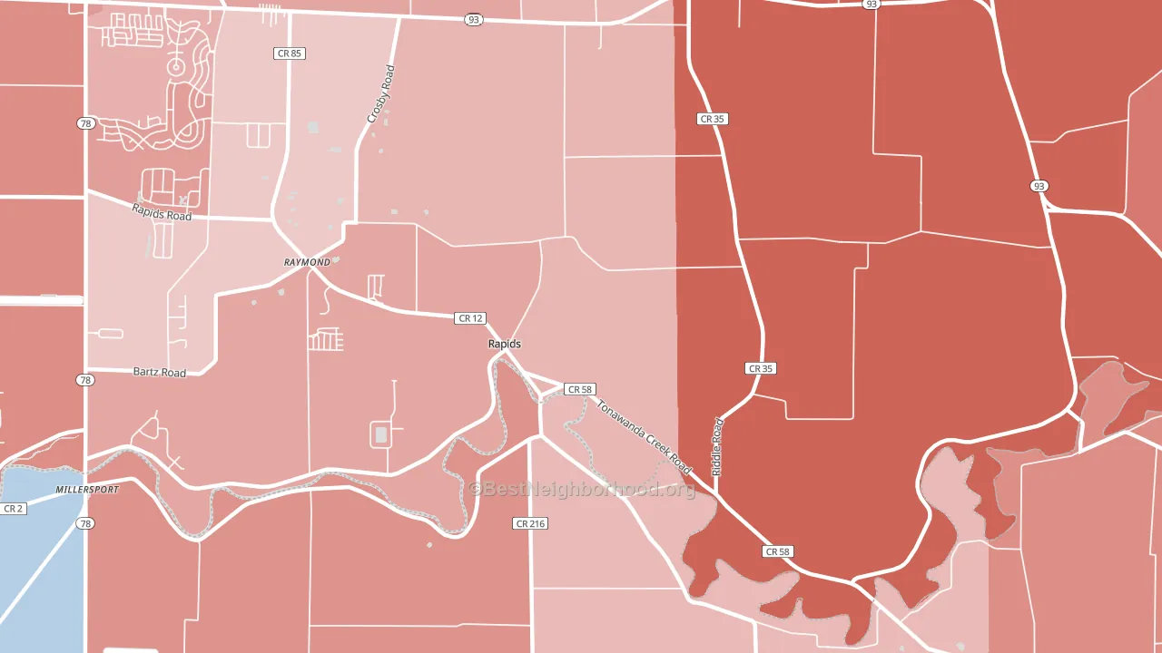 Rapids, NY block-group political-lean map