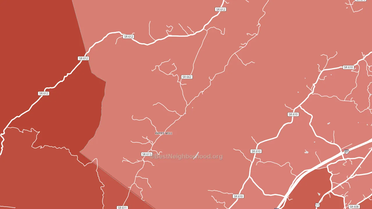 Rapps Mill, VA block-group political-lean map