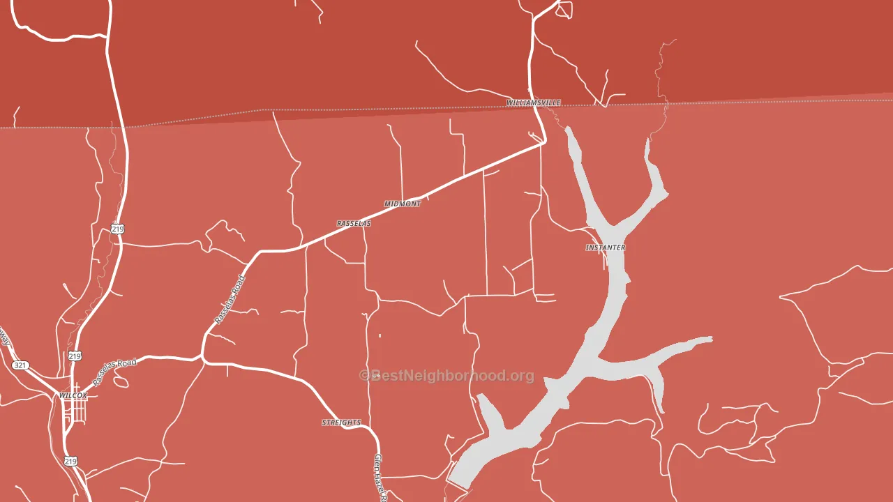 Rasselas, PA block-group political-lean map