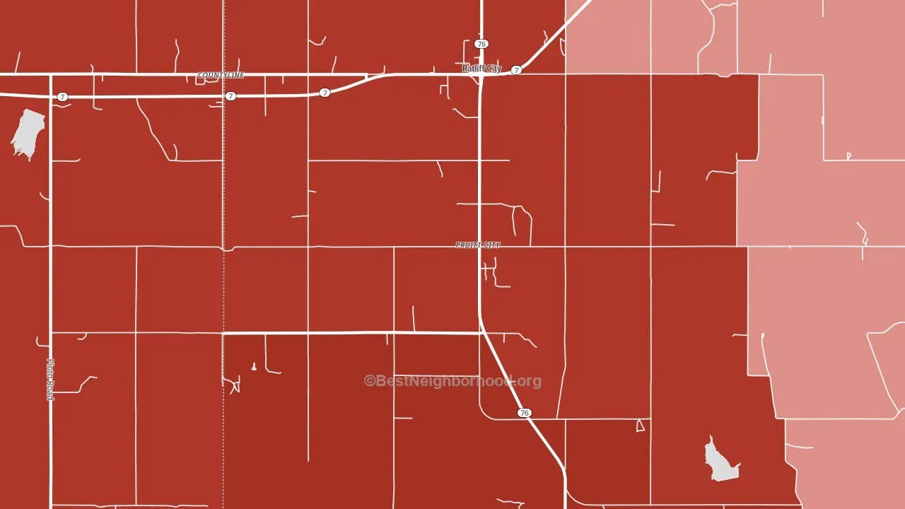 Ratliff City, OK block-group political-lean map
