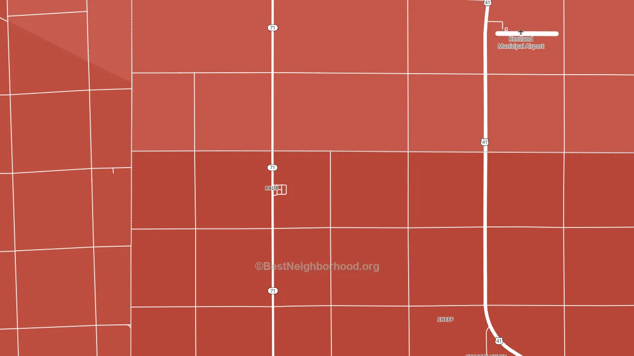Raub, IN block-group political-lean map