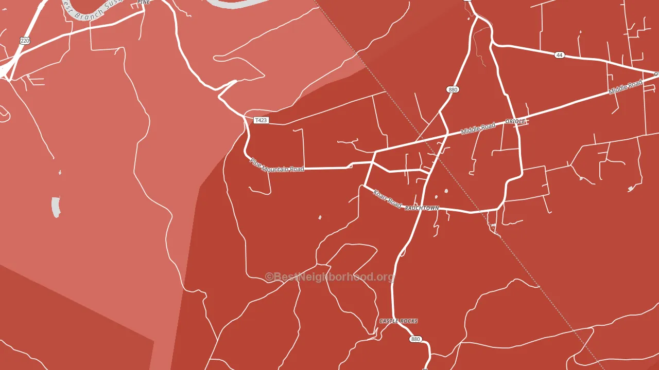 Rauchtown, PA block-group political-lean map