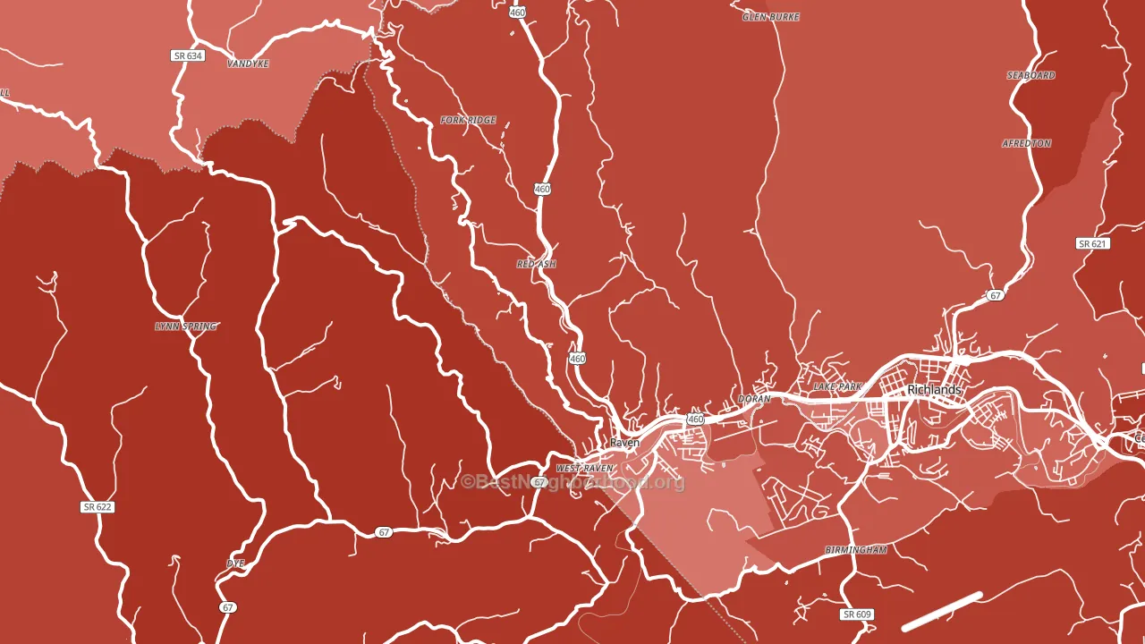 Raven, VA block-group political-lean map