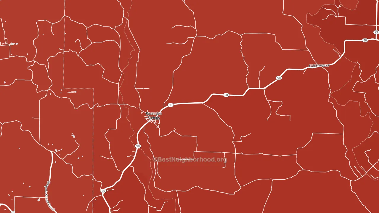 Ravenden Springs, AR block-group political-lean map
