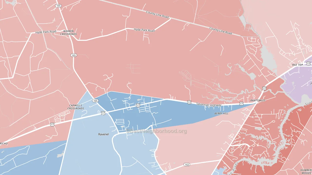 Ravenel, SC block-group political-lean map
