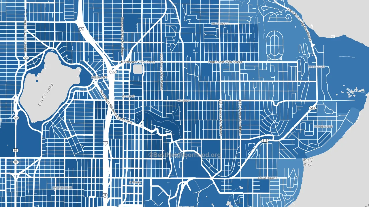 Ravenna, Seattle, WA block-group political-lean map