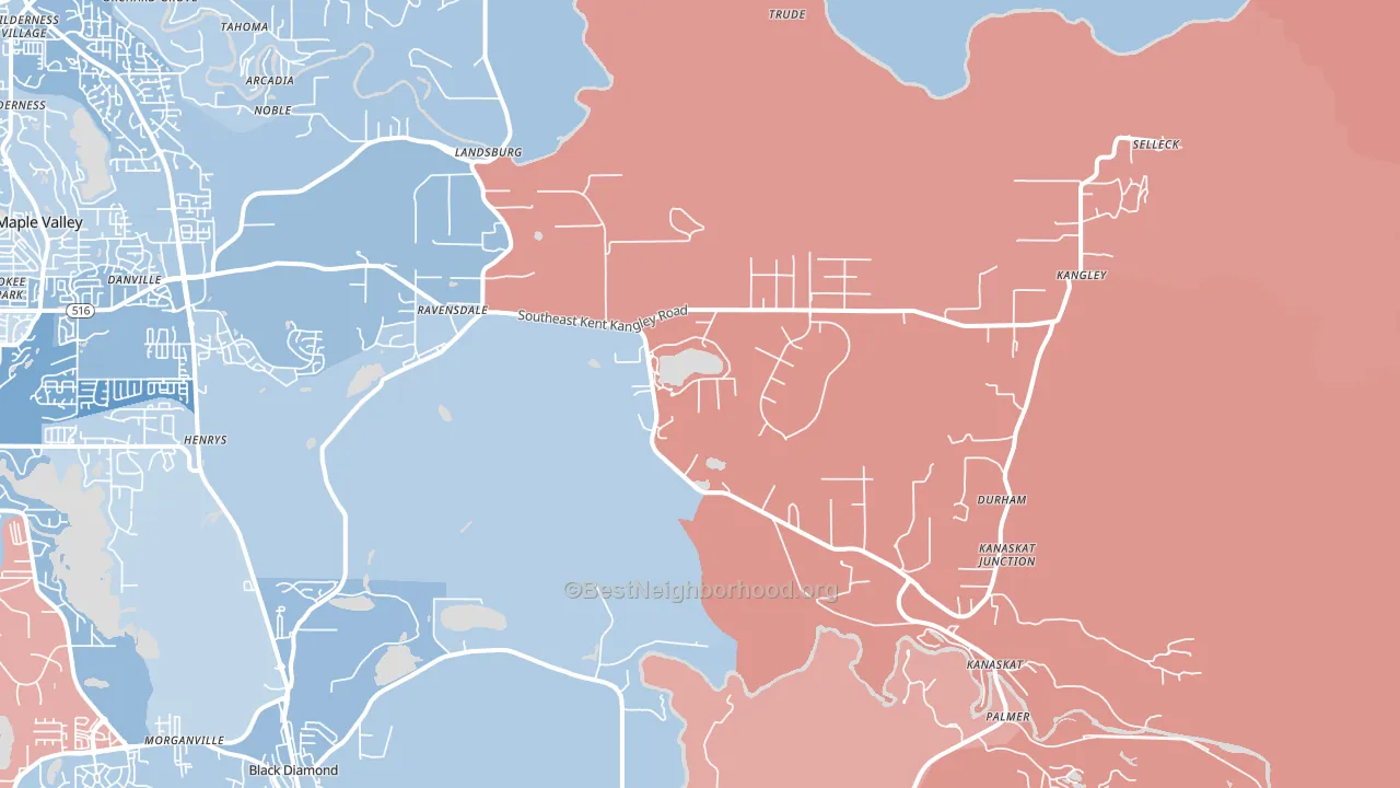 Ravensdale, WA block-group political-lean map