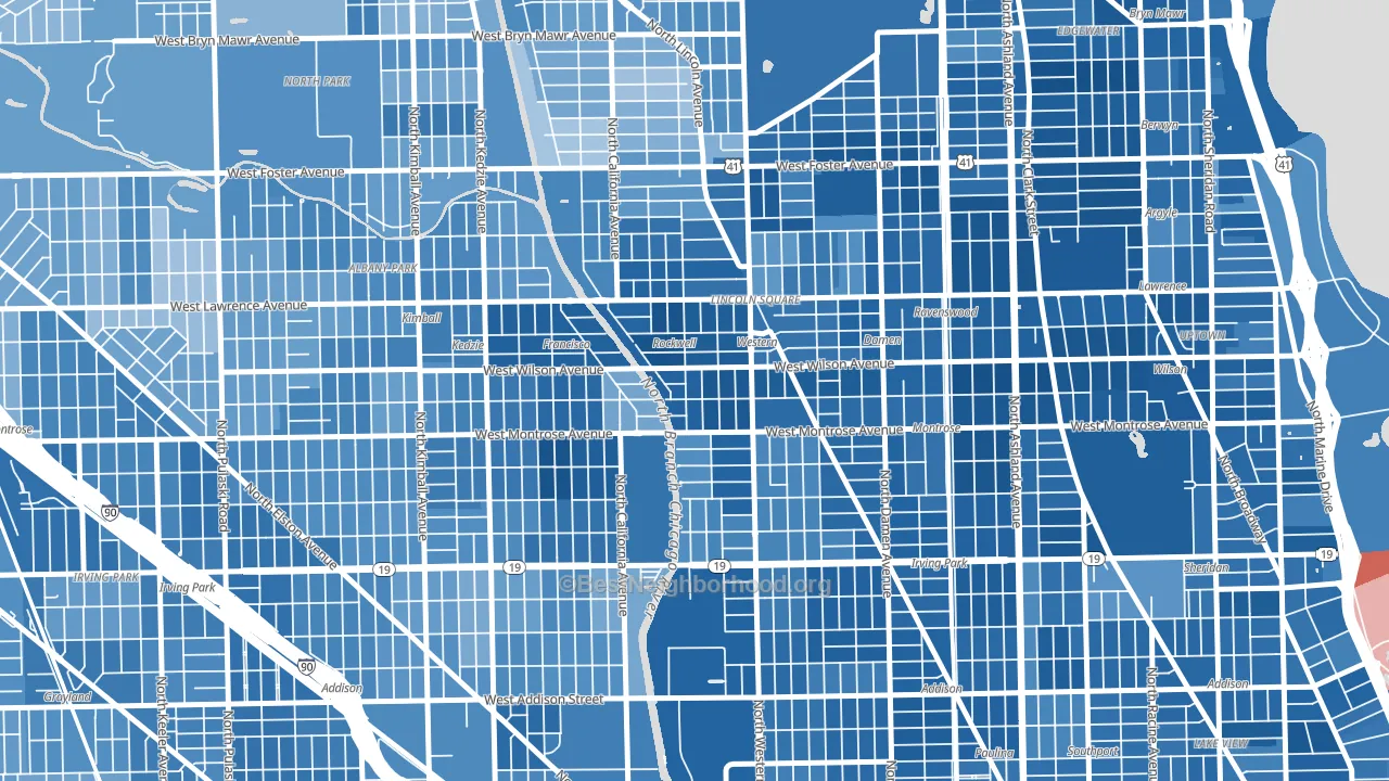 Ravenswood Gardens, Chicago, IL block-group political-lean map