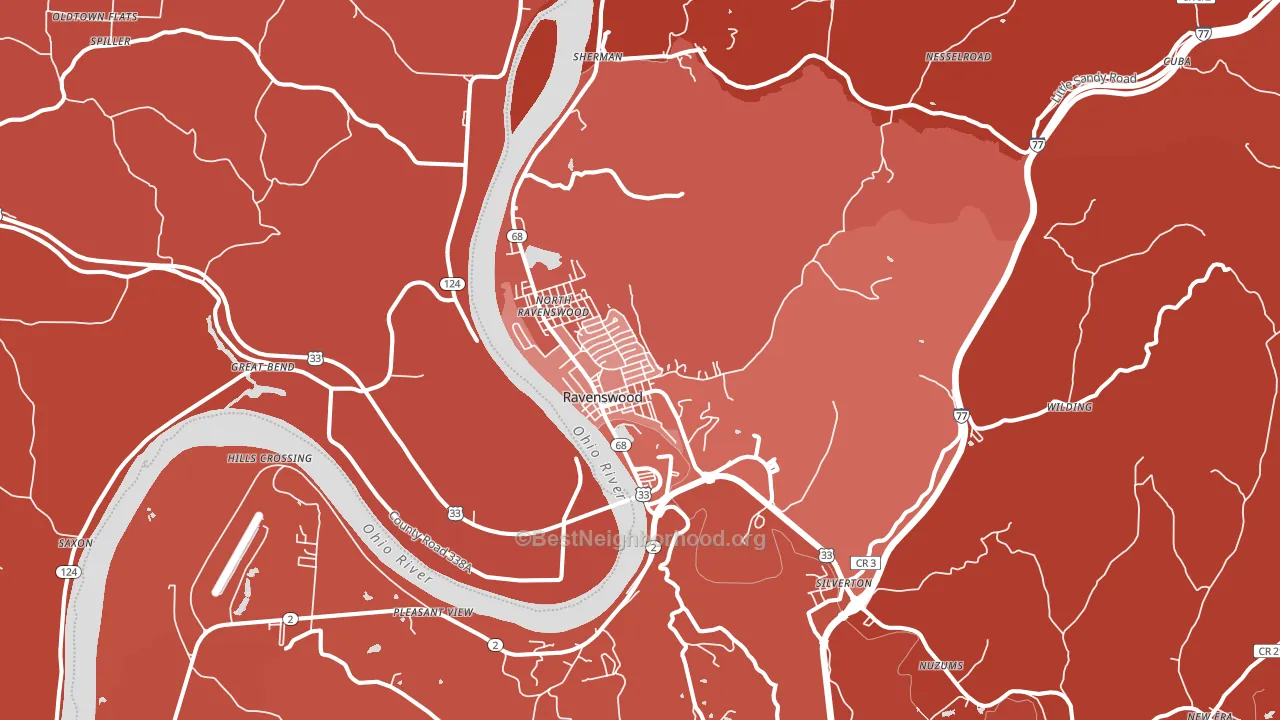 Ravenswood, WV block-group political-lean map