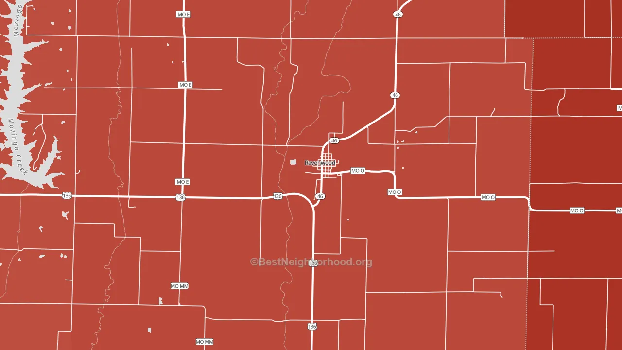 Ravenwood, MO block-group political-lean map