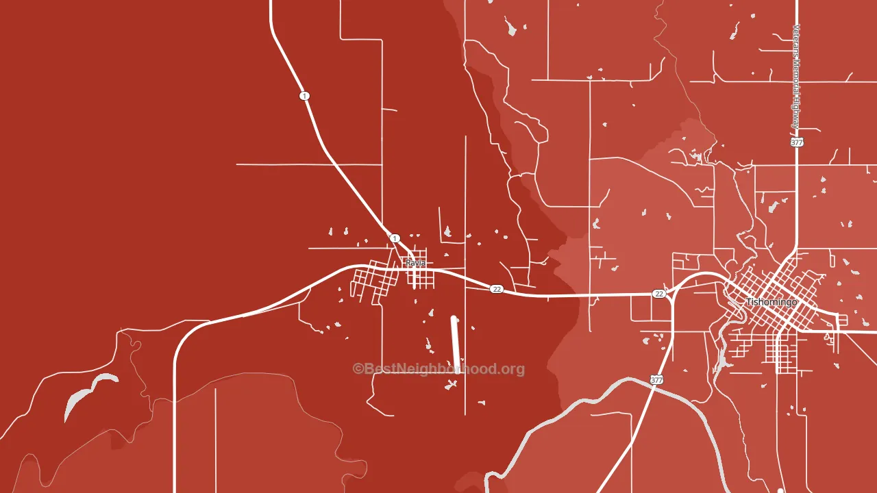 Ravia, OK block-group political-lean map