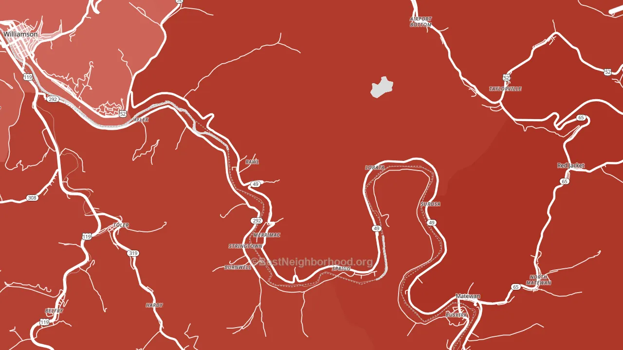 Rawl, WV block-group political-lean map