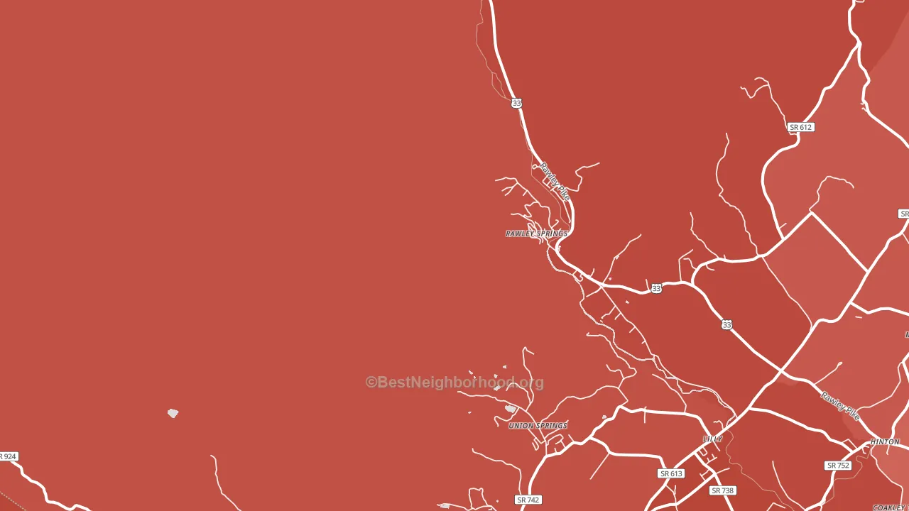 Rawley Springs, VA block-group political-lean map