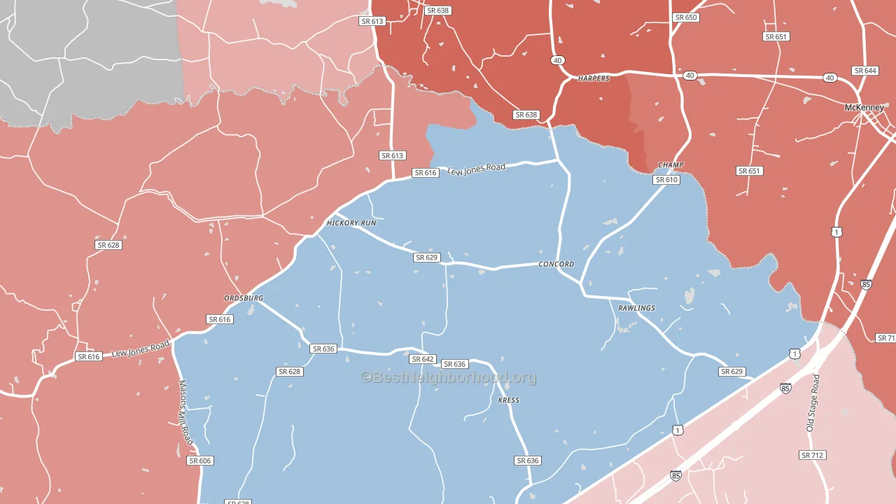 Rawlings, VA block-group political-lean map