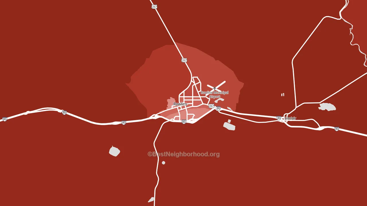 Rawlins, WY block-group political-lean map